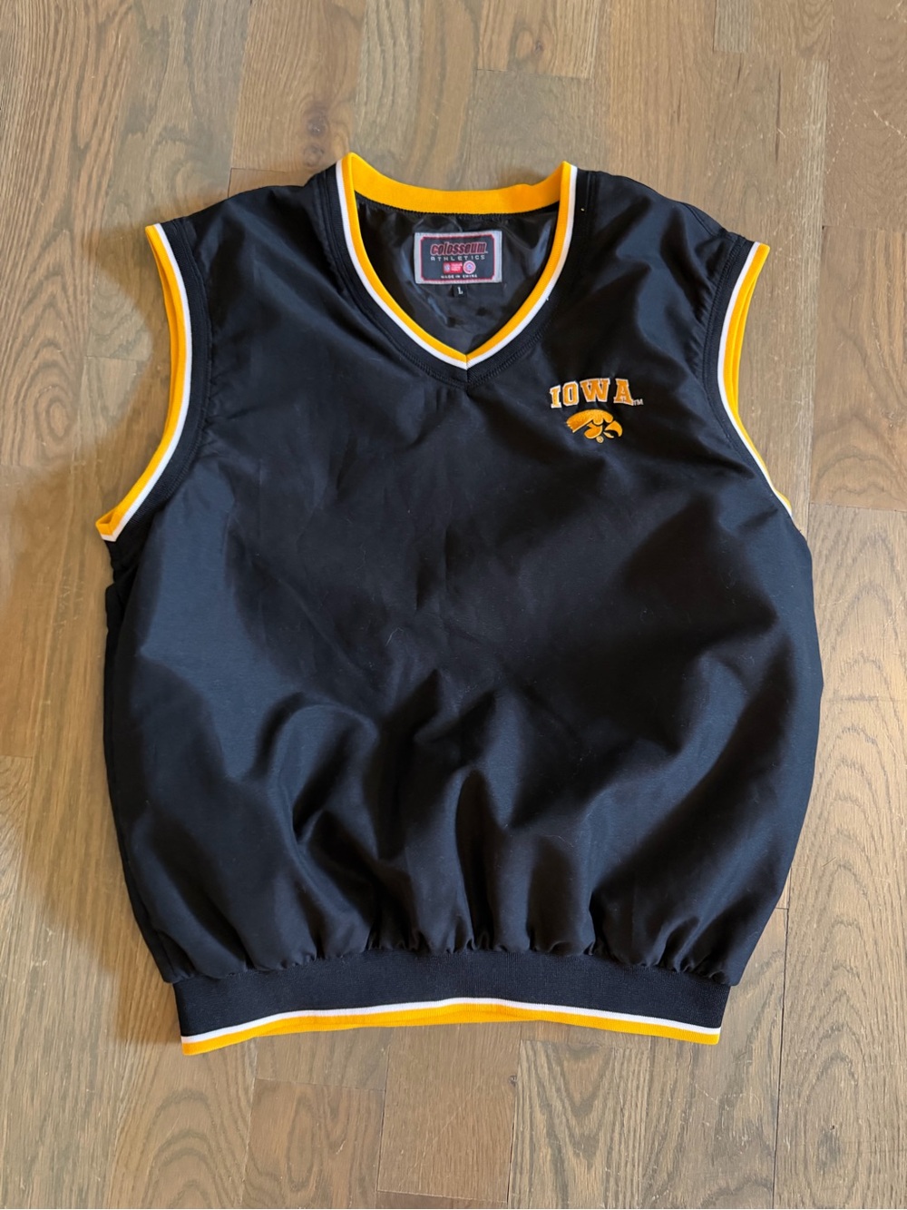Colosseum Black and Gold Iowa Sleeveless Pullover Vest